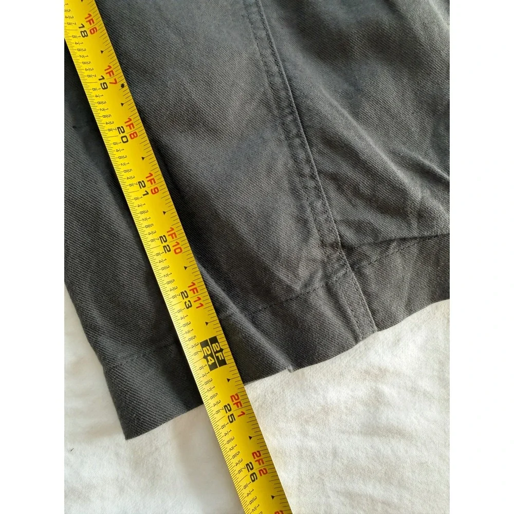 Quince Cotton Linen Twill Cargo Pants M Charcoal Gray Belted Utility Tapered